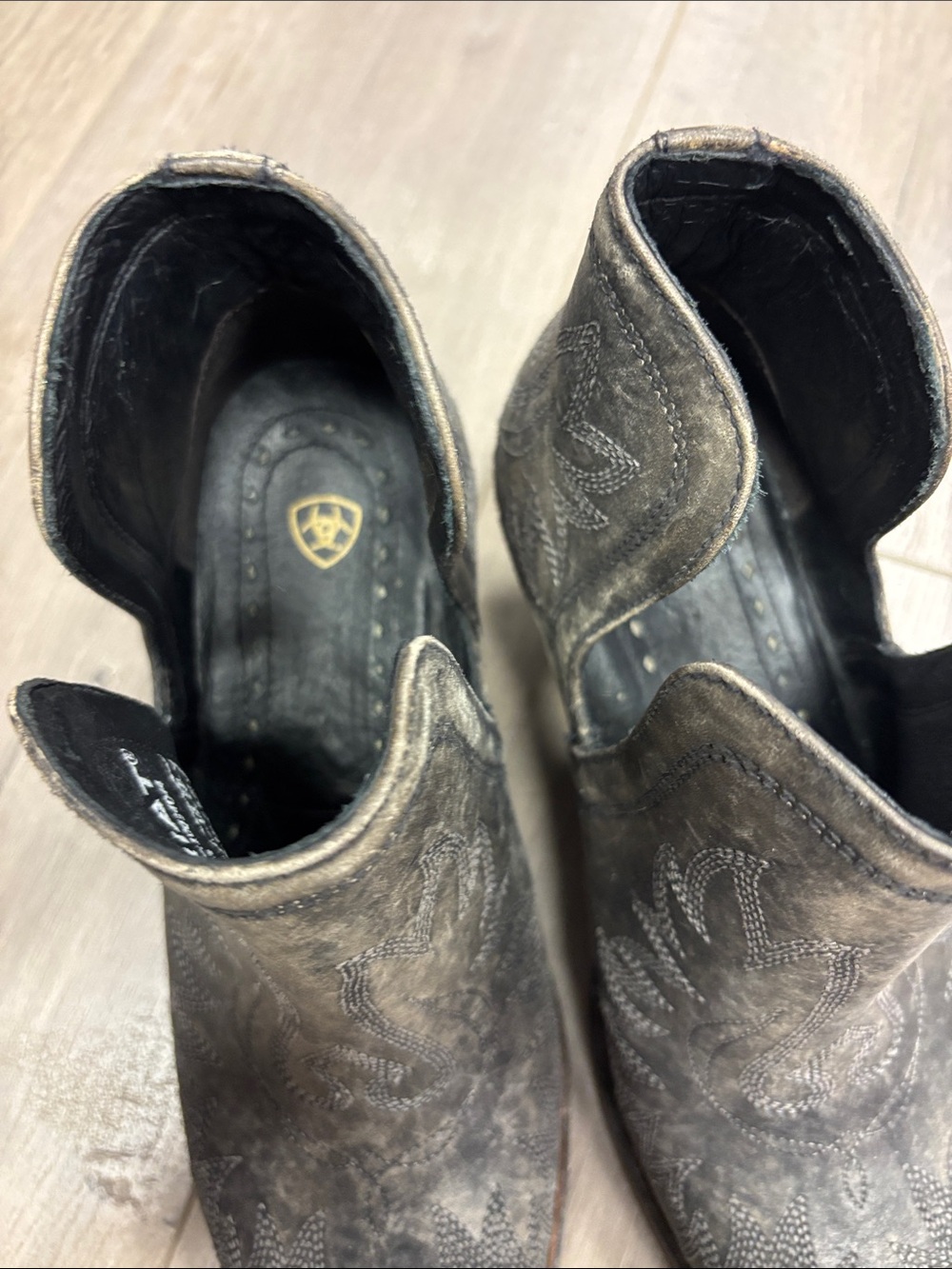 Ariat Gray Distressed Western Ankle Boots - Picture 3 of 8